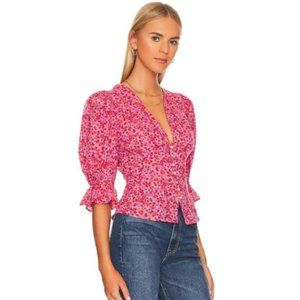 Free People 'I Found You' Floral-Print Cotton Top, Party Combo Pink